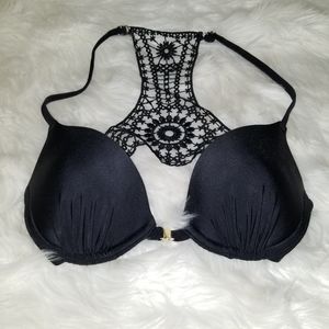 Bikini Top Sz M XHALATION Black Lace front closure